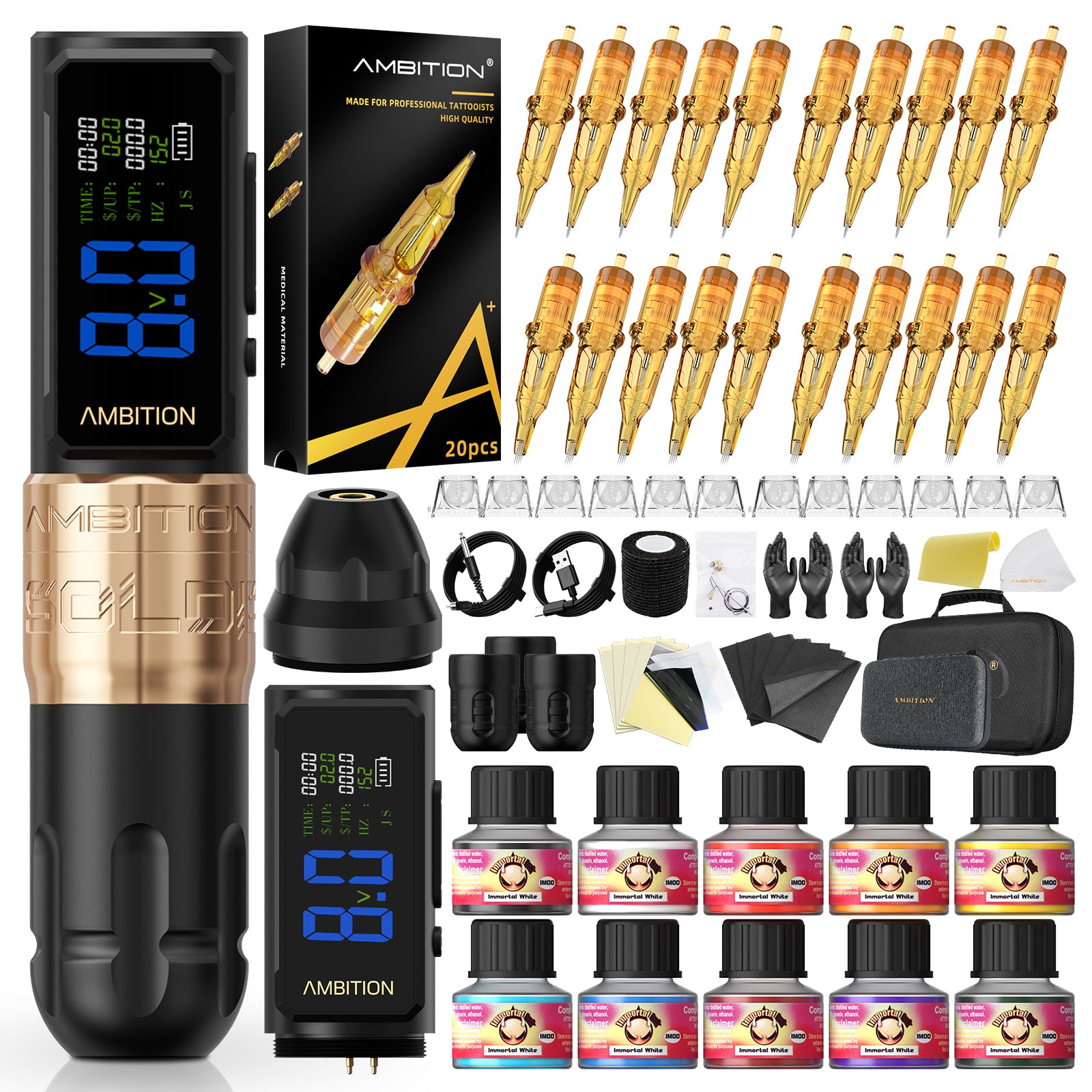 Ambition Soldier 270S Complete Wireless Tattoo Kit 4.5+5.0mm Stroke