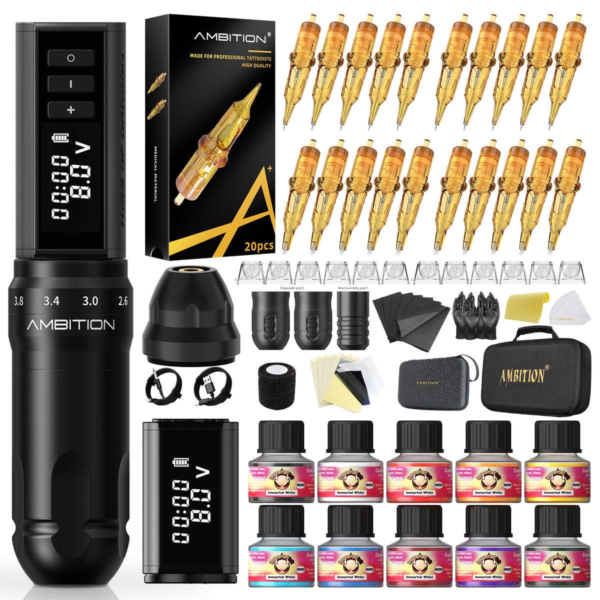 Ambition K1 Hunter Beginner Tattoo Kit – Complete Wireless Tattoo Machine Set