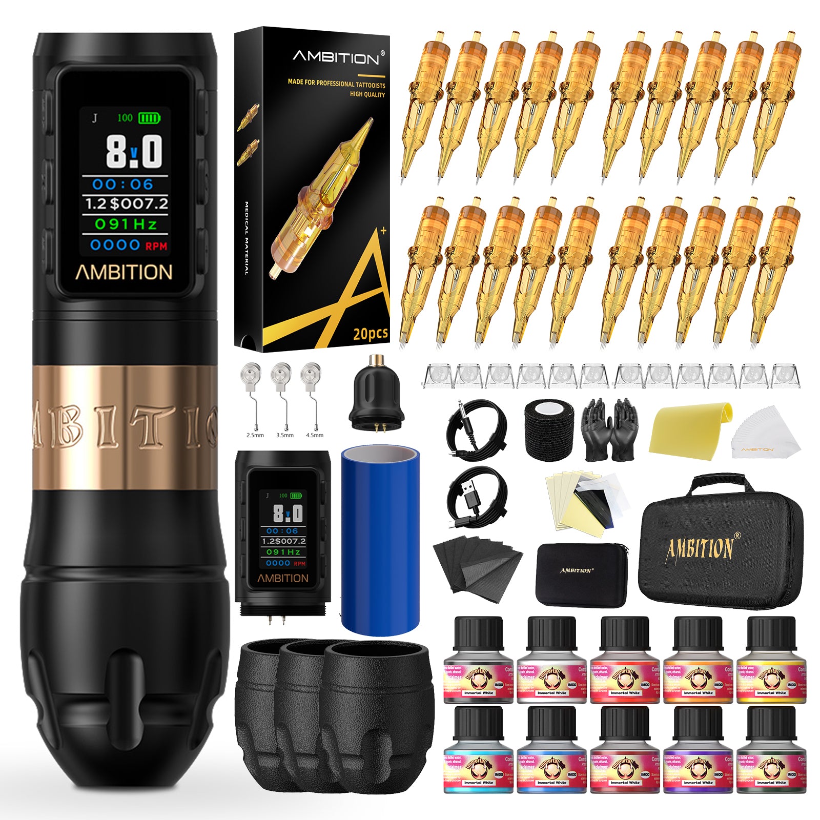 Ambition Vibe Max Wireless Tattoo Machine Kit With Ink