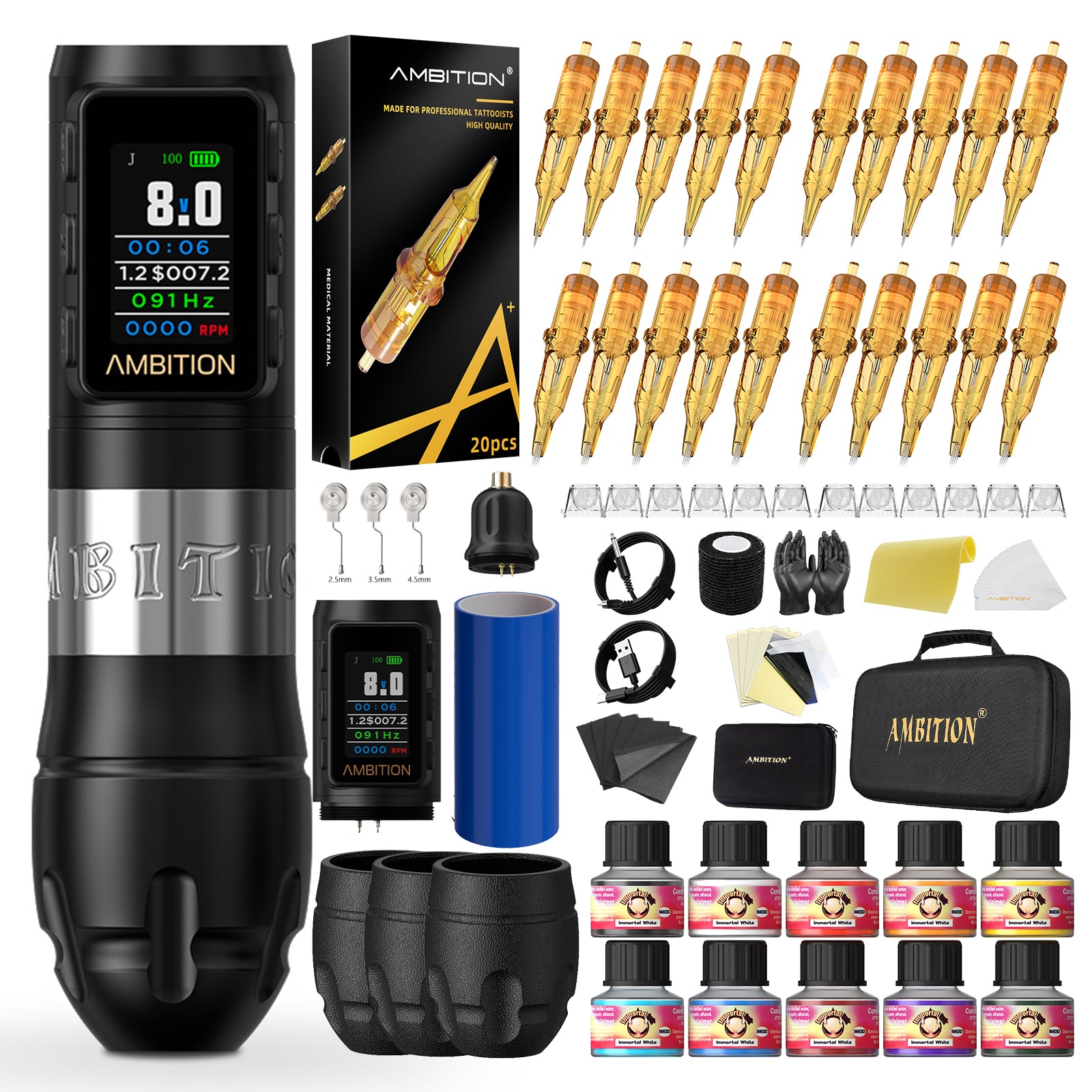Ambition Vibe Max Wireless Tattoo Machine Kit With Ink
