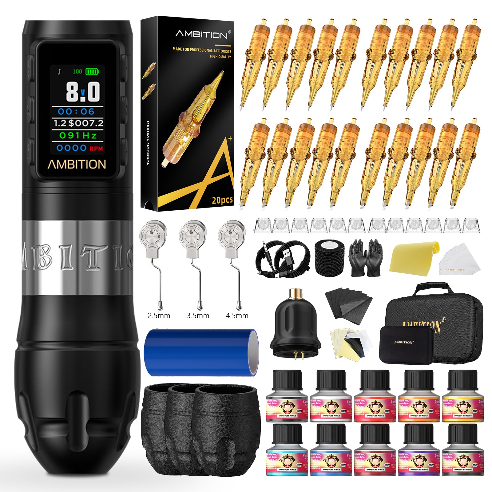 Ambition Vibe Max Wireless Tattoo Machine Kit With Ink