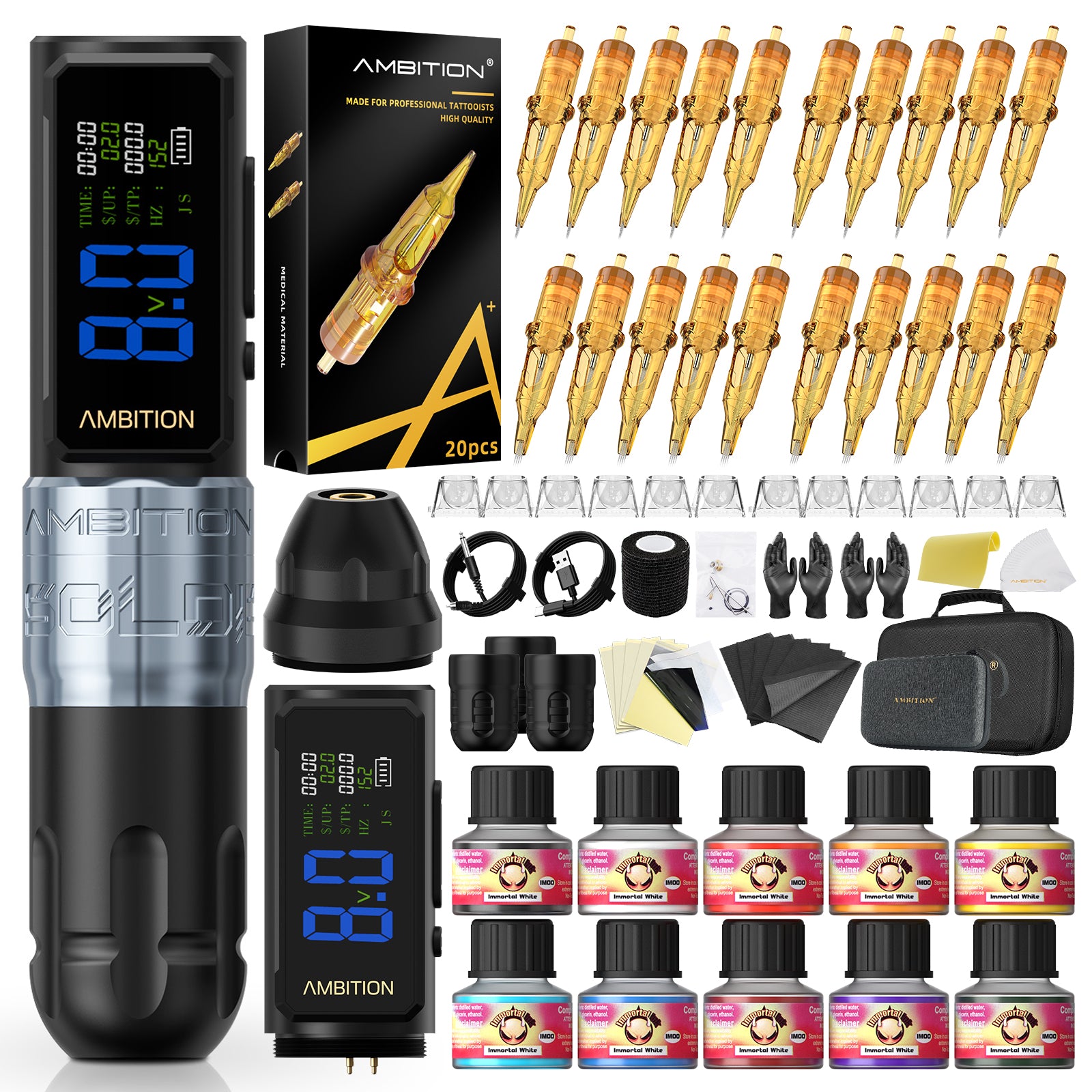 Ambition Soldier 270S Complete Wireless Tattoo Kit 4.5+5.0mm Stroke