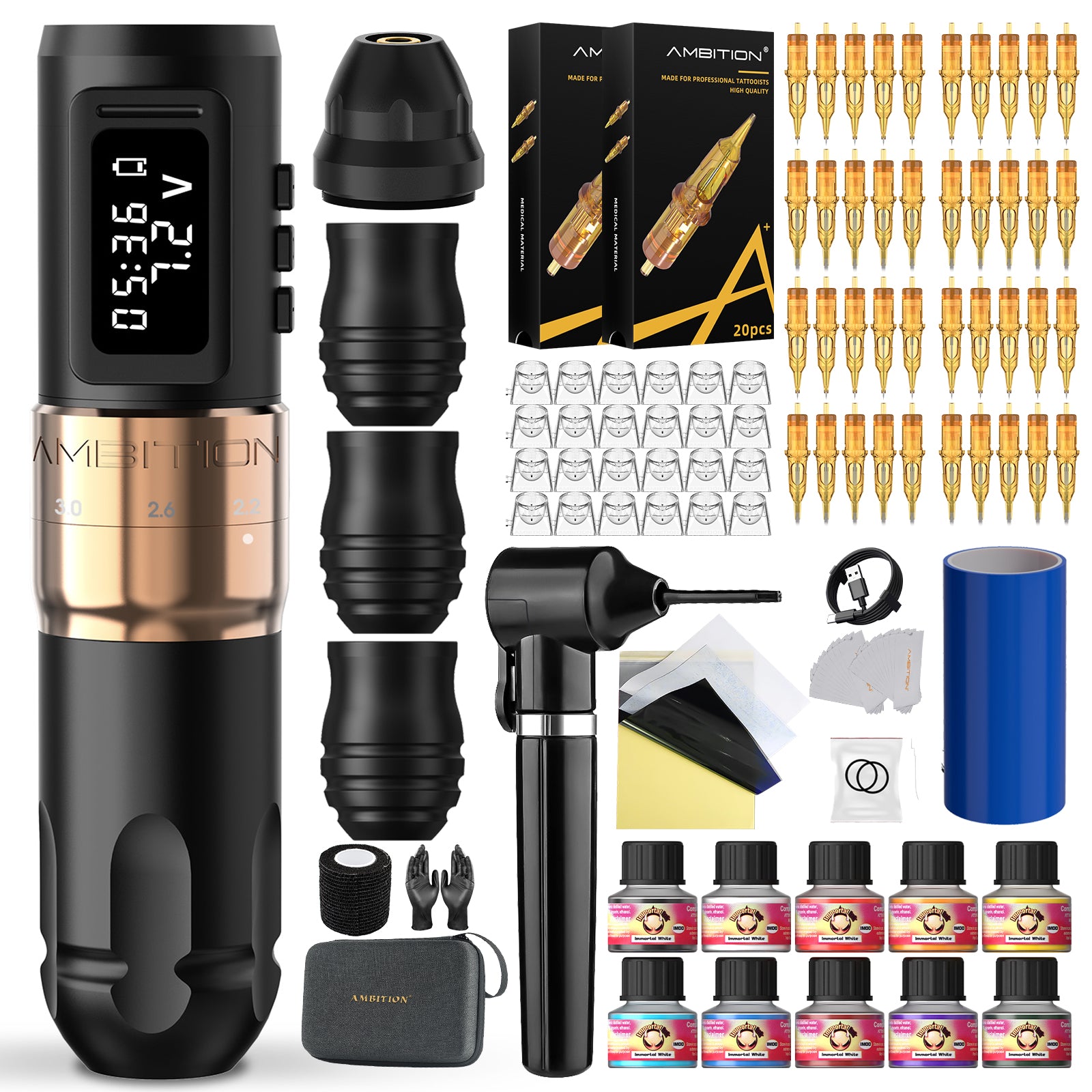 Tattoo Kit | Ambition Mars-U Wireless Tattoo Machine Full Kit