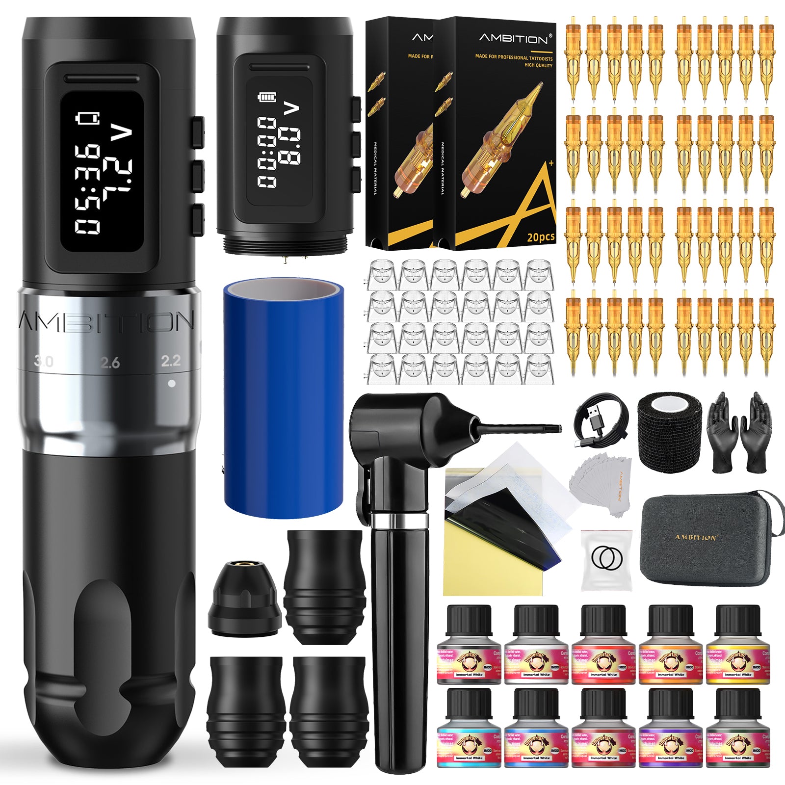 Tattoo Kit | Ambition Mars-U Wireless Tattoo Machine Full Kit