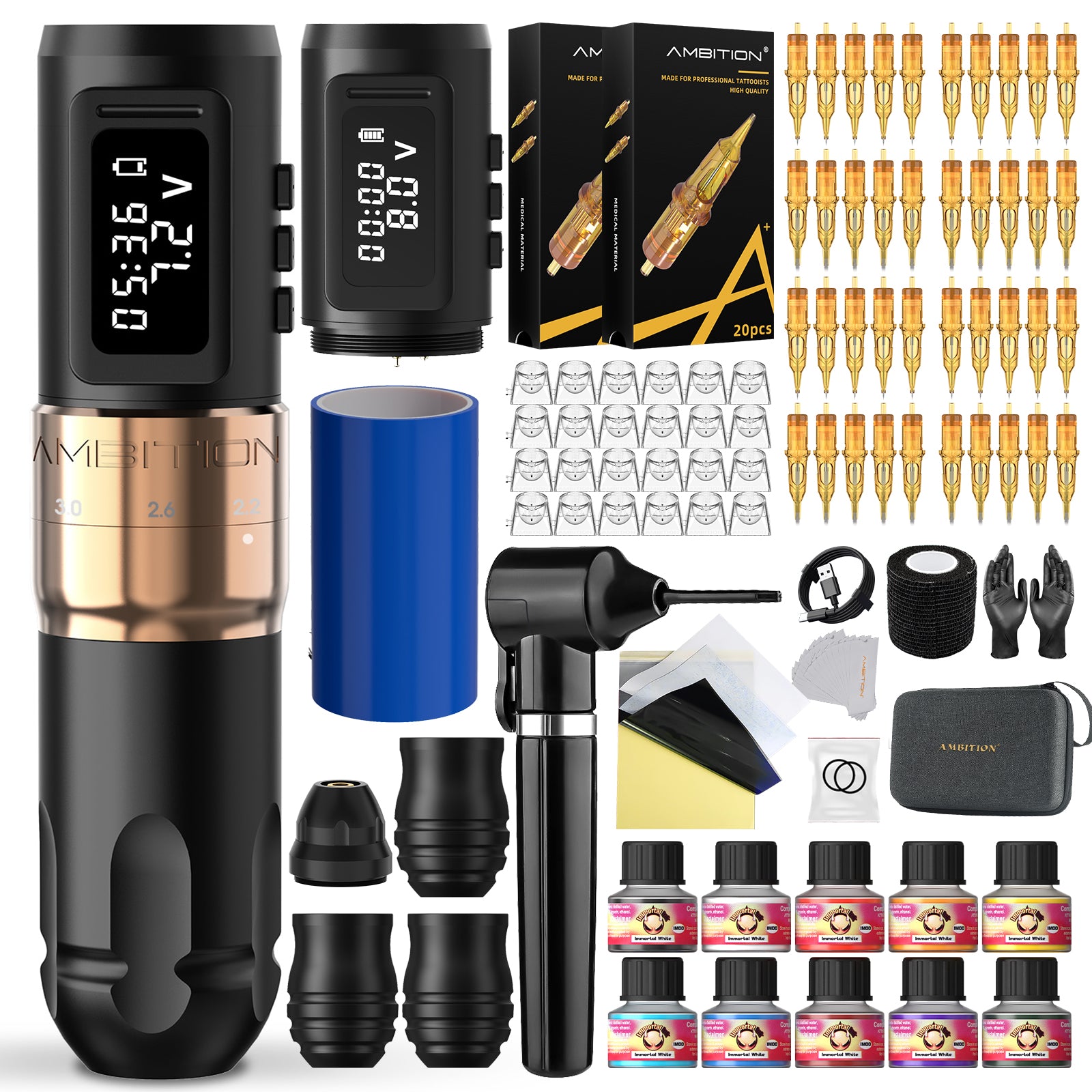 Tattoo Kit | Ambition Mars-U Wireless Tattoo Machine Full Kit