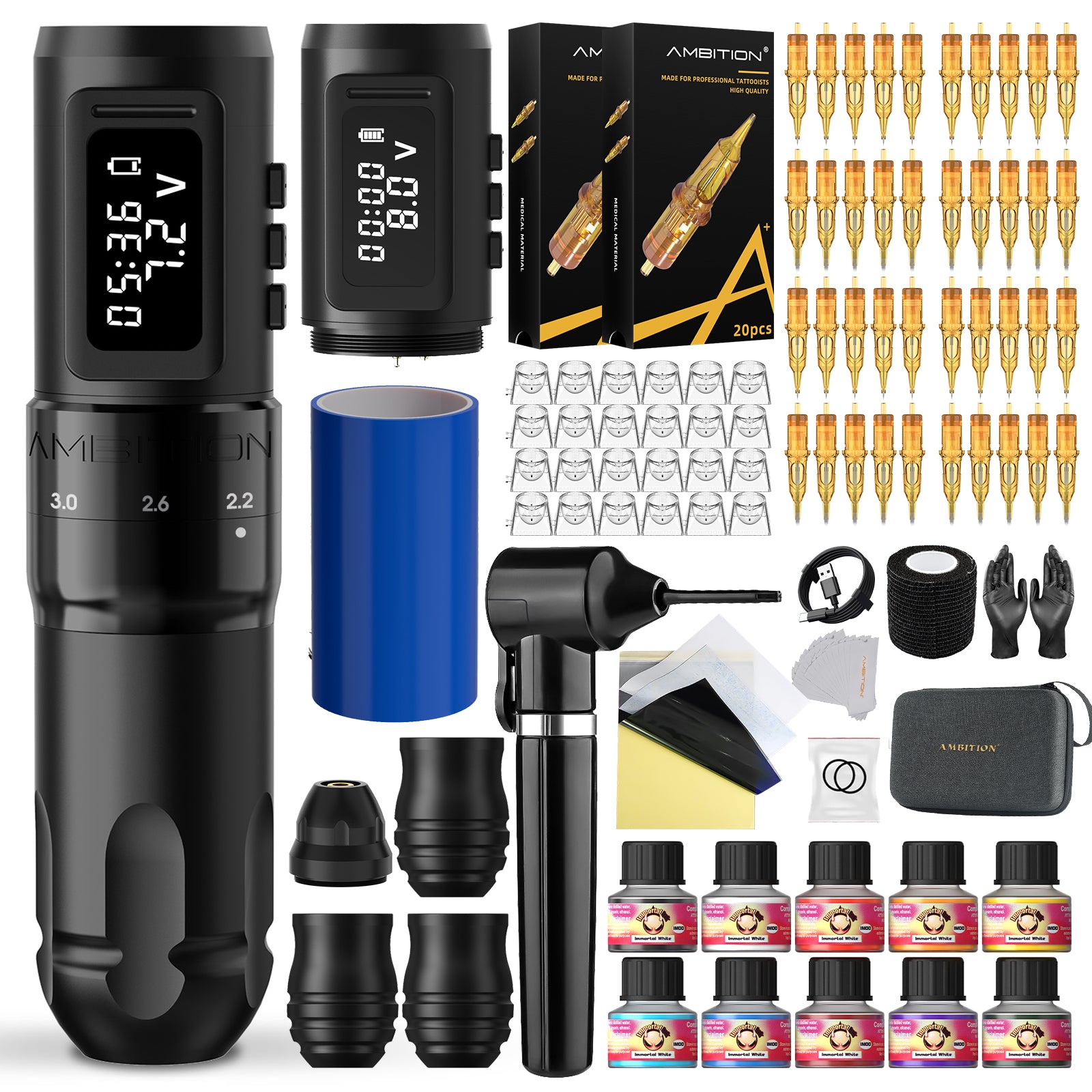 Tattoo Kit | Ambition Mars-U Wireless Tattoo Machine Full Kit