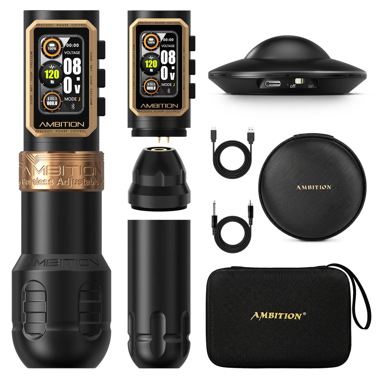 Ambition Epoch Wireless Tattoo Machine Coreless Motor 34/42mm Grip