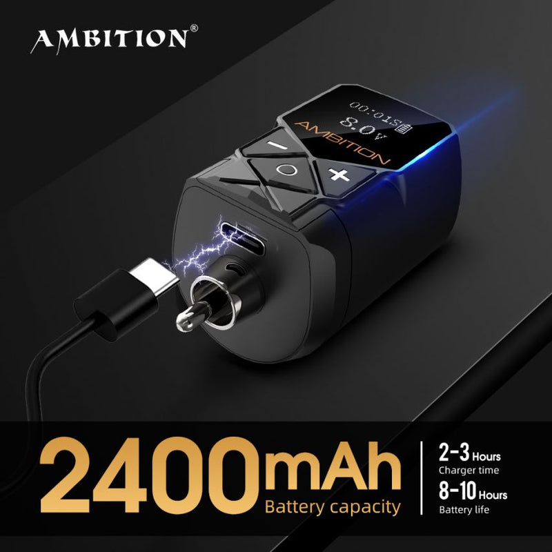 Ambition Shura Rotary Tattoo Machine With Kuark Wireless Tattoo Batter