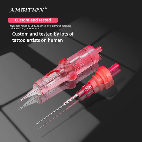 Ambition Pink Tattoo Cartridge Needles Round Liner 20Pcs