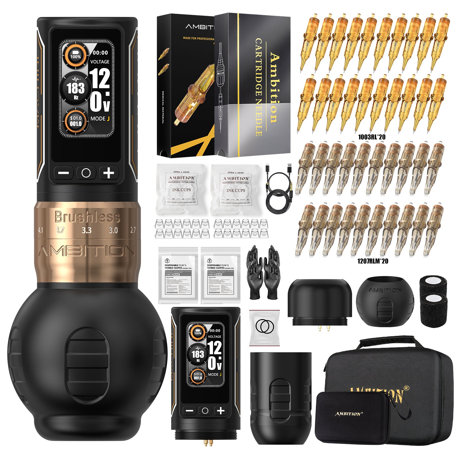 Tattoo Kit | Ambition Ninja Max 280 Wireless Tattoo Kit 40pcs Cartridges