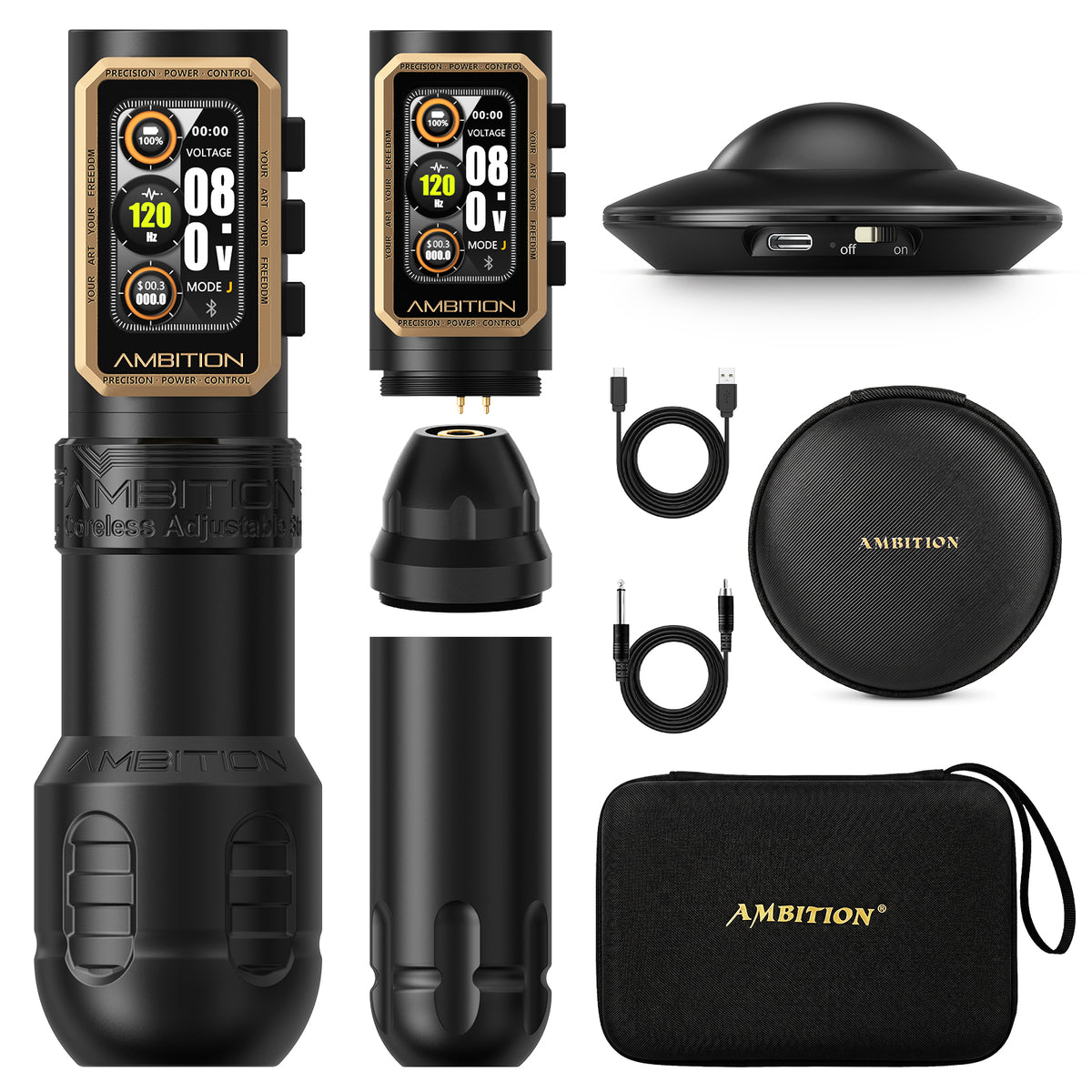 Ambition Epoch Wireless Tattoo Machine Coreless Motor 34/42mm Grip
