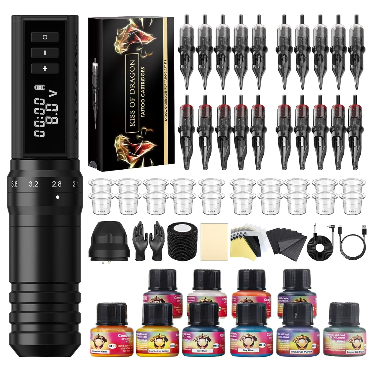 Kiss Of Dragon Hunter Max Wireless Tattoo Machine Kit